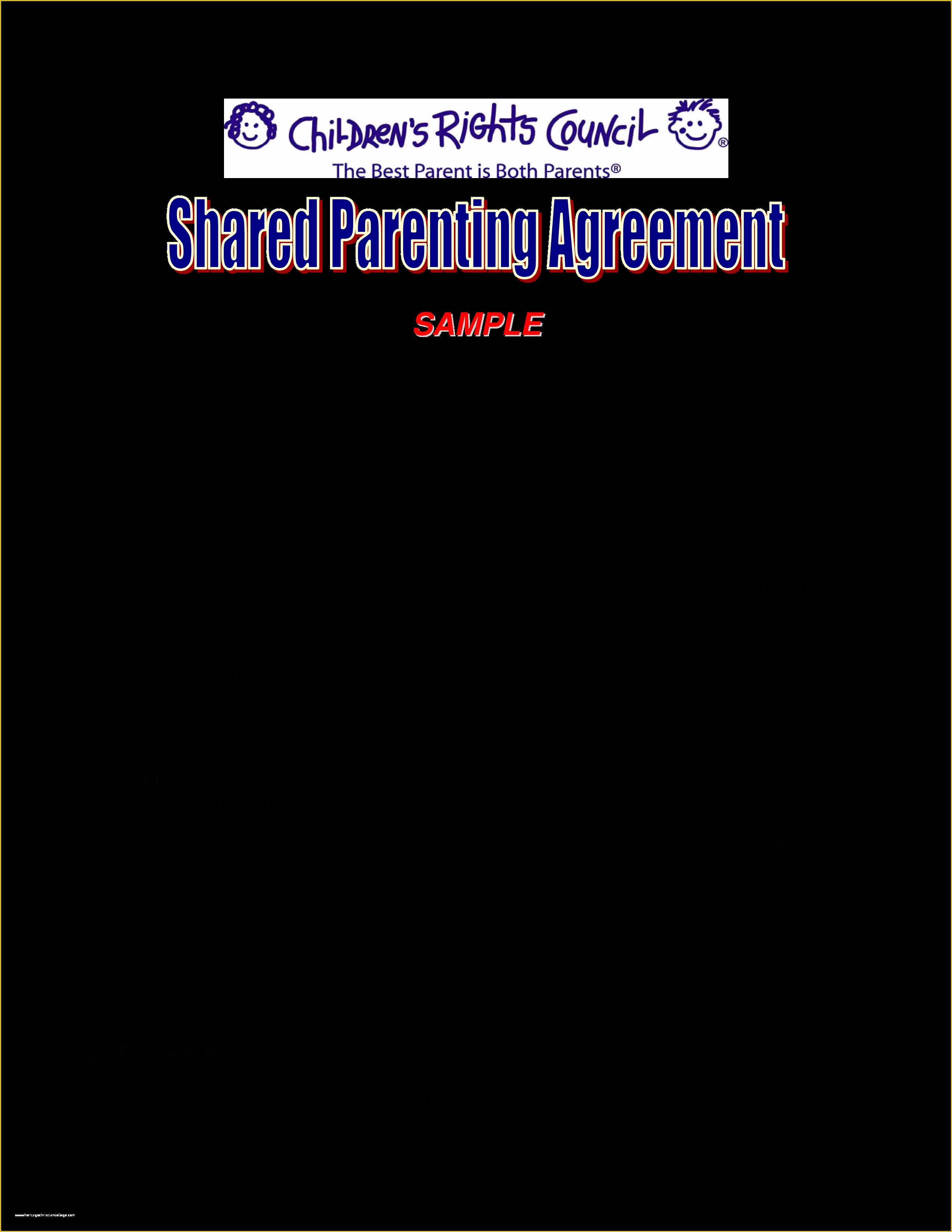 Free Custody Agreement Template Of Free D Parenting Agreement