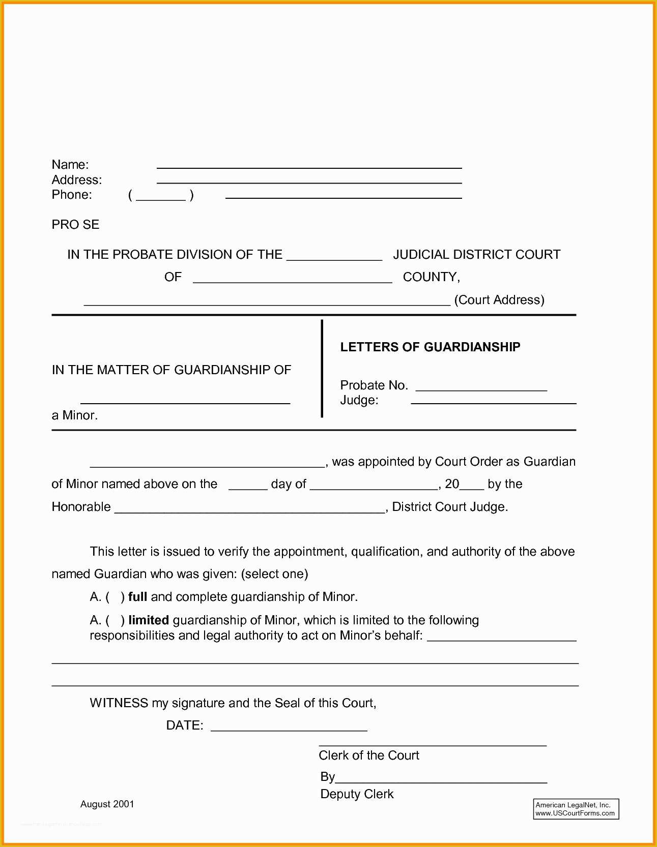 Free Custody Agreement Template Of Free Temporary Guardianship Letter Template Collection