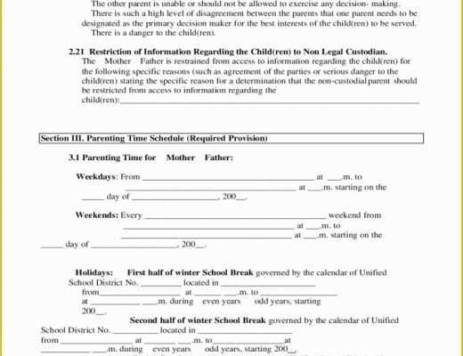 Free Custody Agreement Template Of Joint Custody Agreement Letter Good Sample Parenting Plan