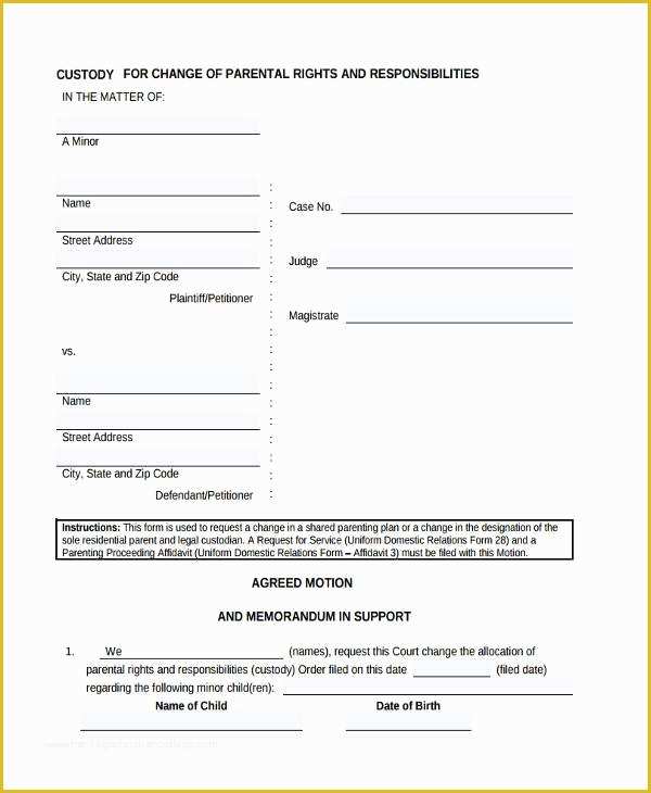 Free Custody Agreement Template Of Sample Custody Agreement forms 8 Free Documents In Word