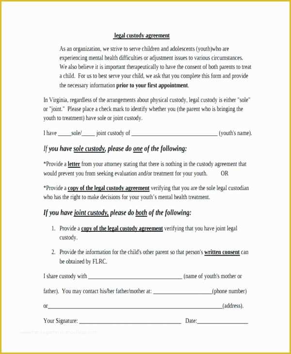 Free Custody Agreement Template Of Visitation Agreement Template Template Child Visitation