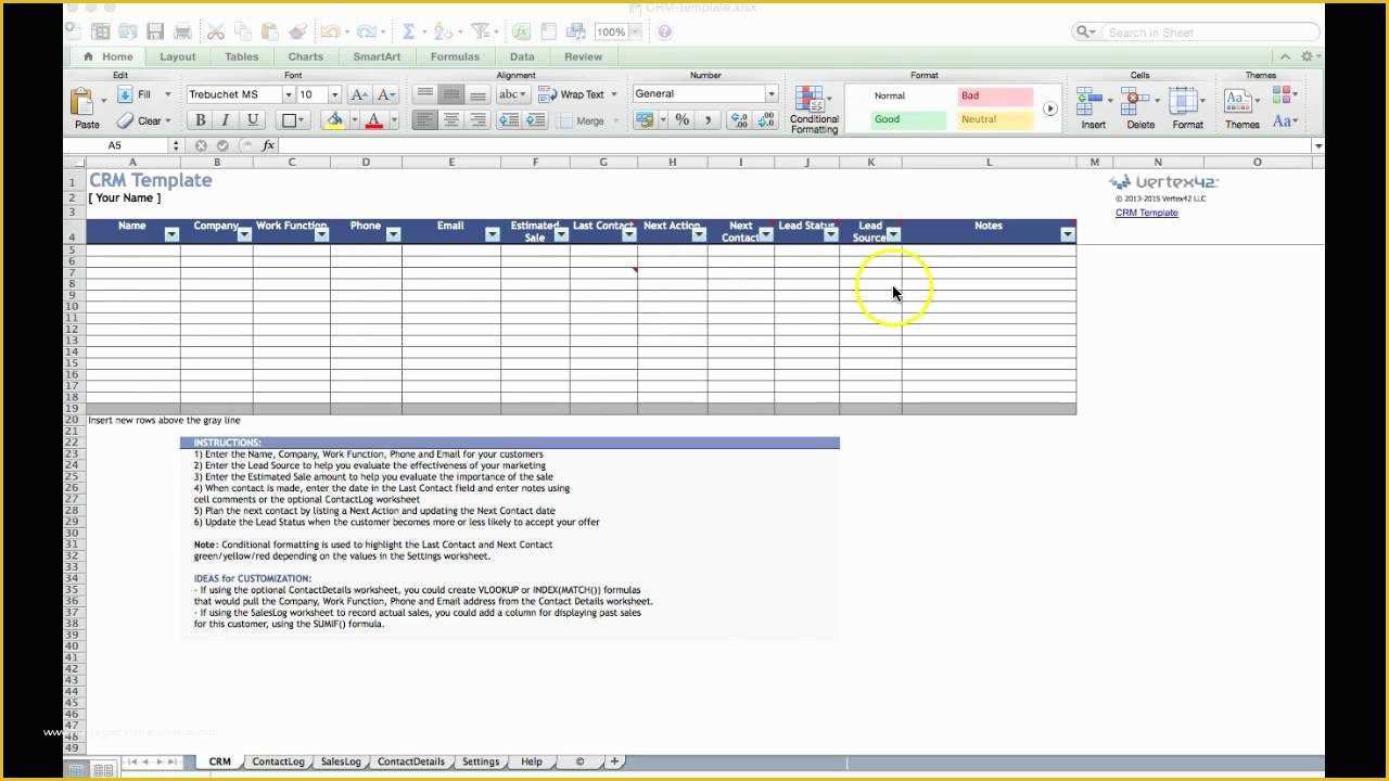 Free Customer Relationship Management Excel Template Of Excel as Your Crm