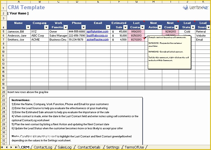 Free Customer Relationship Management Excel Template Of Free Excel Crm Template for Small Business