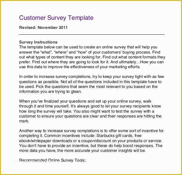 Free Customer Survey Template Of 14 Customer Survey Templates – Doc Pdf