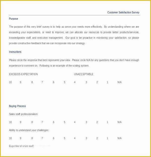 Free Customer Survey Template Of 15 Customer Satisfaction Survey Templates – Free Sample