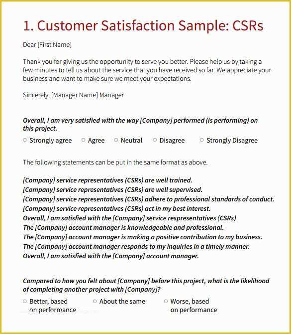 Free Customer Survey Template Of 7 Customer Survey Samples
