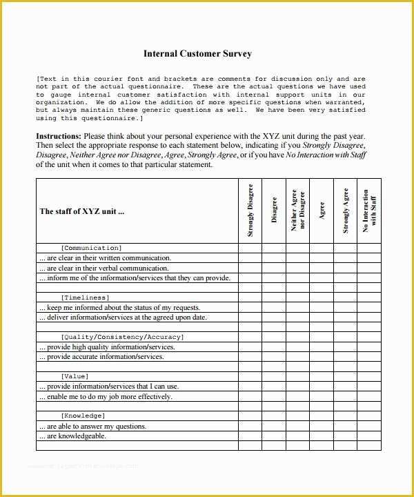 Free Customer Survey Template Of Sample Customer Satisfaction Survey Template 10 Free