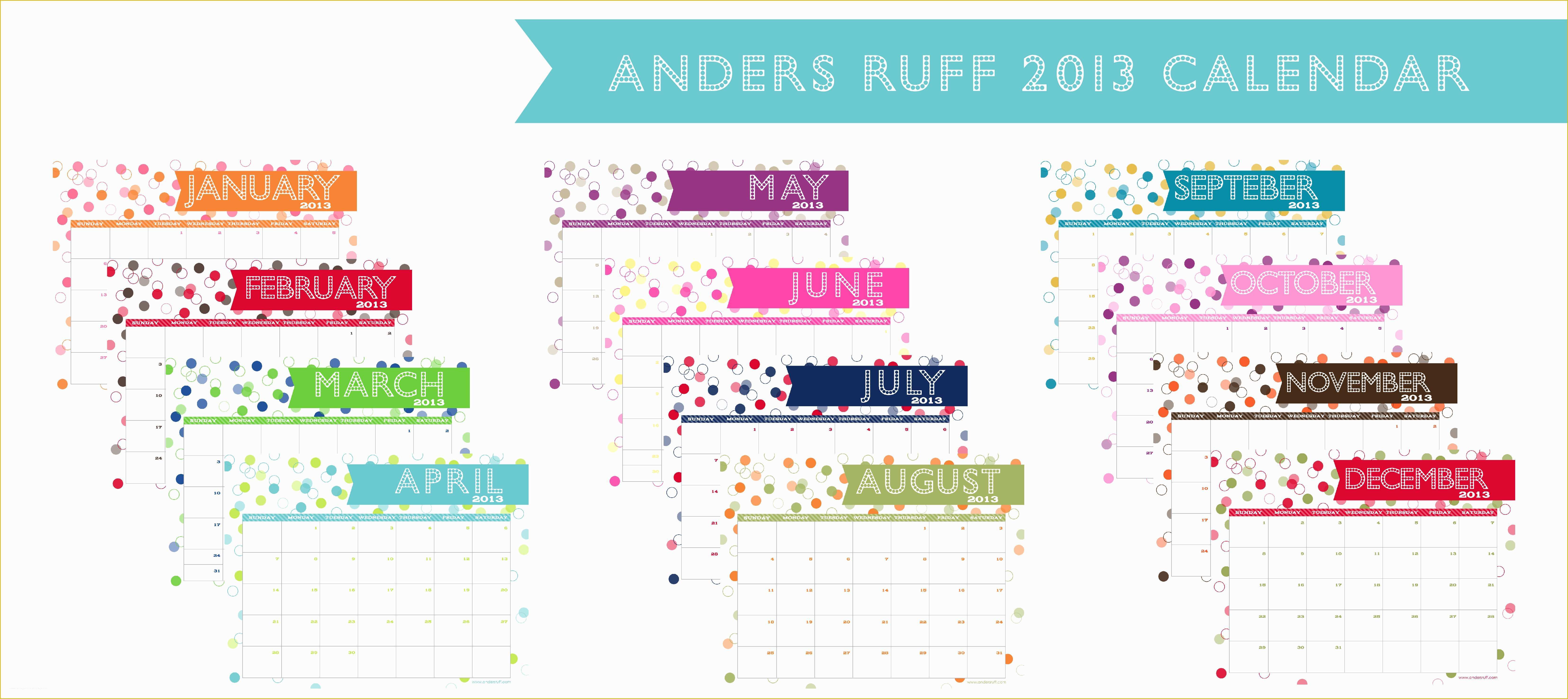Free Customizable Calendar Template Of Ruff Draft Free Printable 2013 Calendar anders Ruff