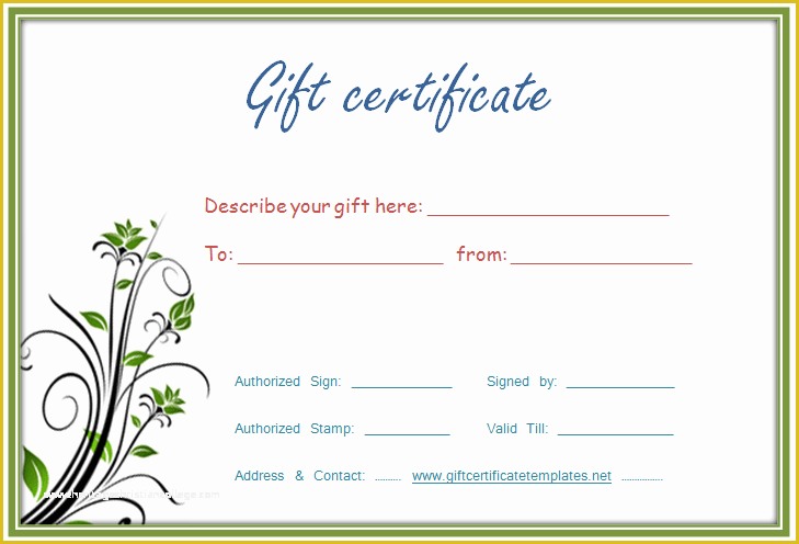 Free Customizable Gift Certificate Template Of Certificate Templates