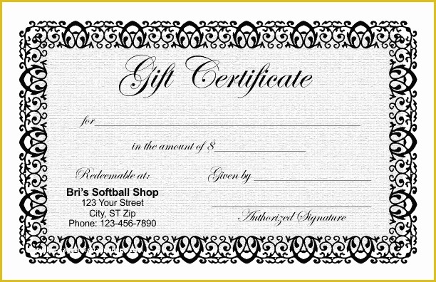 Free Customizable Gift Certificate Template Of Free Certificates