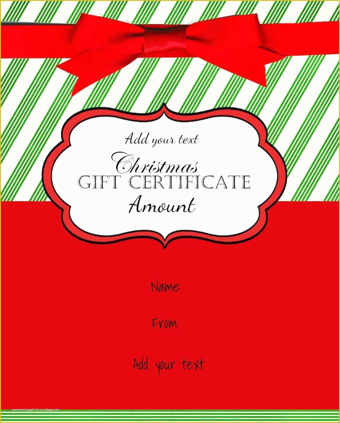 Free Customizable Gift Certificate Template Of Free Christmas Gift Certificate Template