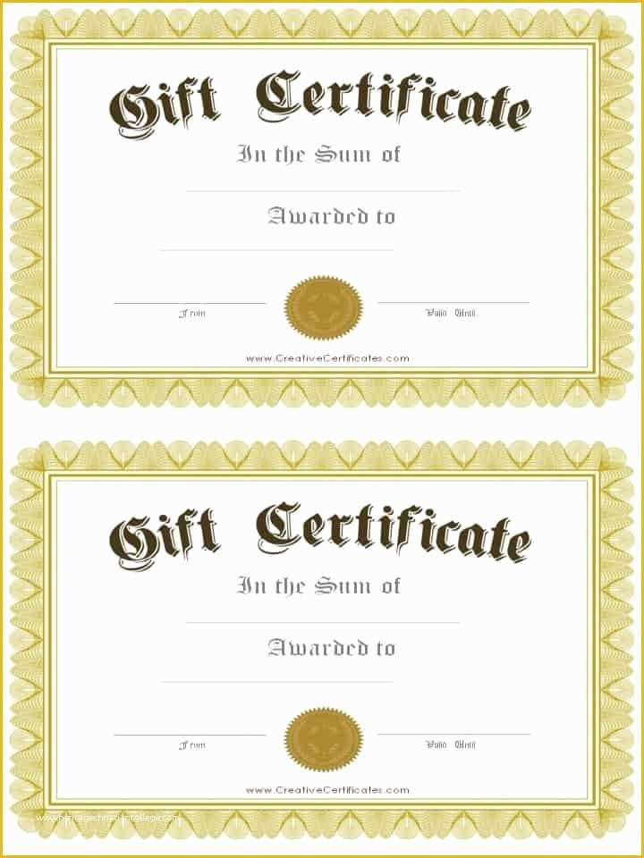 Free Customizable Gift Certificate Template Of Free Gift Certificate Template Customizable