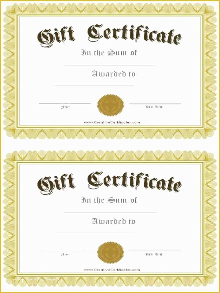 Free Customizable Gift Certificate Template Of Free Gift Certificate Template Customizable
