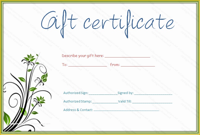 Free Customizable Gift Certificate Template Of Green Bale T Certificate Template