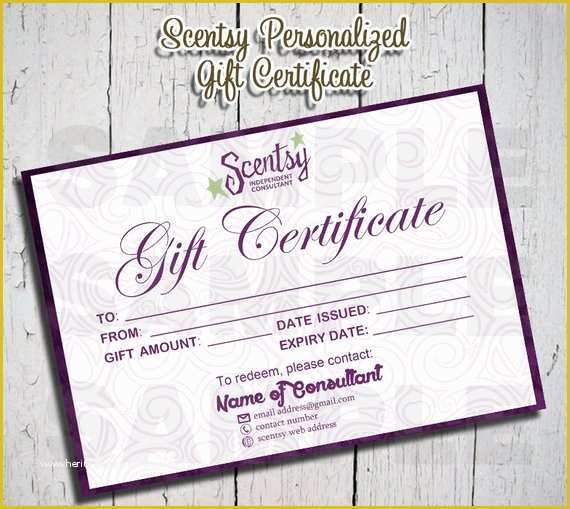 Free Customizable Gift Certificate Template Of Scentsy Personalized Gift Certificate by Aplusprints On Etsy
