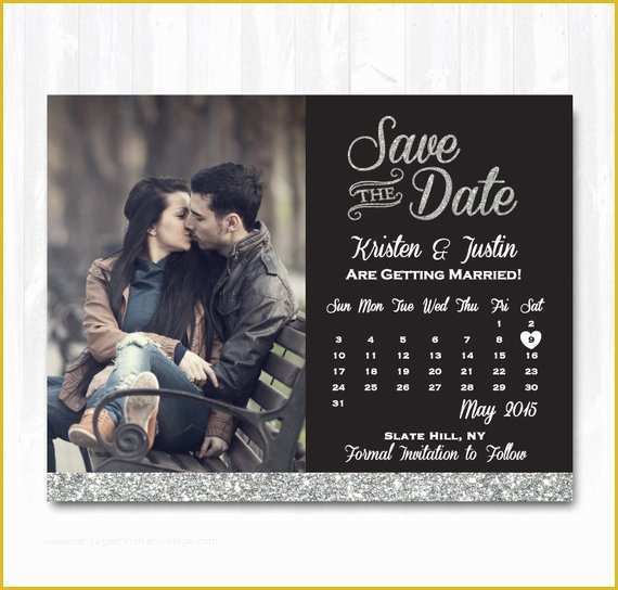 Free Customizable Save the Date Templates Of Silver Glitter Save the Date Magnet or Card Diy Printable