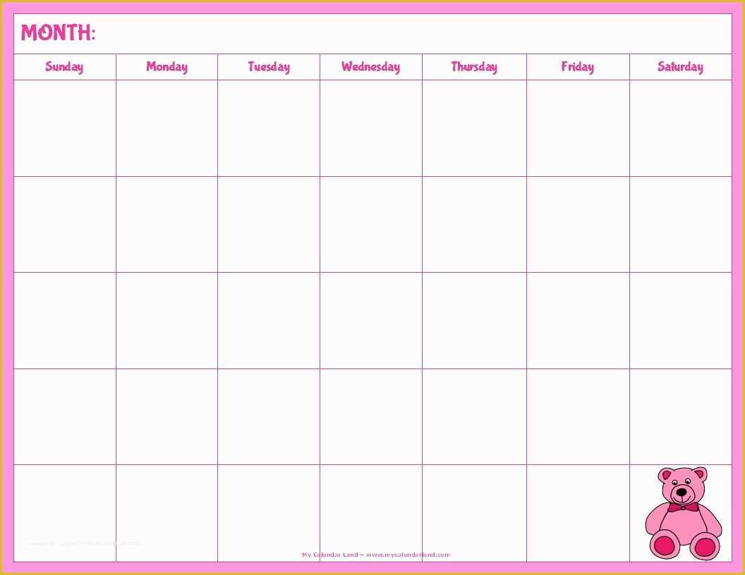 Free Cute Templates Of 7 Best Of Cute Printable Blank Calendar Cute
