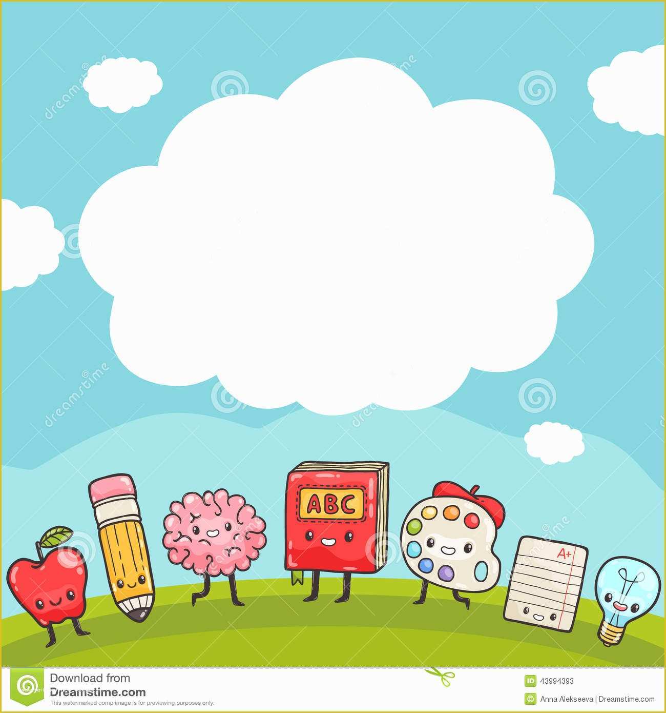 Free Cute Templates Of Cute Cartoon Characters Back to School Background Stock