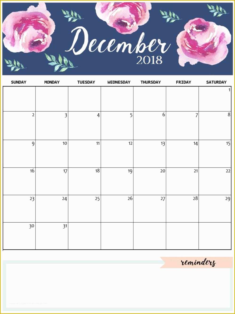 Free Cute Templates Of Cute December 2018 Calendar Template