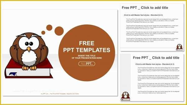 Free Cute Templates Of Cute Owl On Books Education Powerpoint Templates