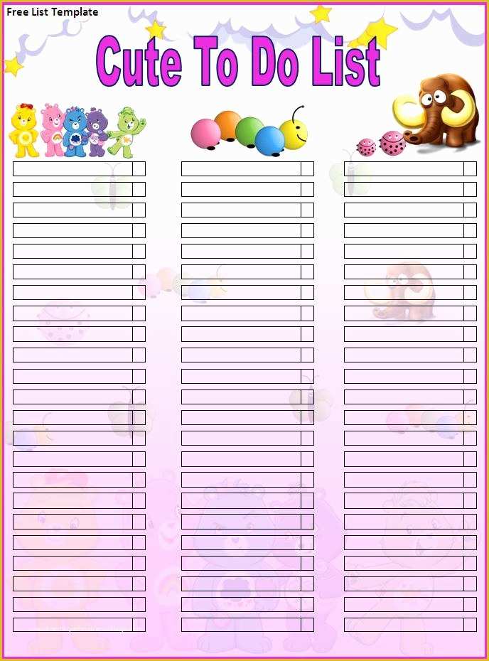 Free Cute Templates Of Cute to Do List Template Beautiful Template Design Ideas