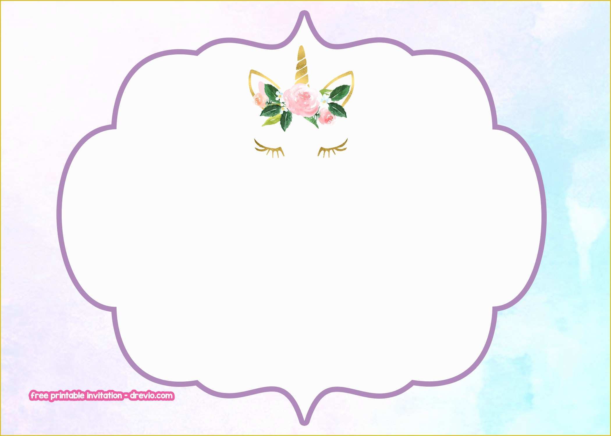 Free Cute Templates Of Free Unicorn Invitation Templates – Pastel and Flower