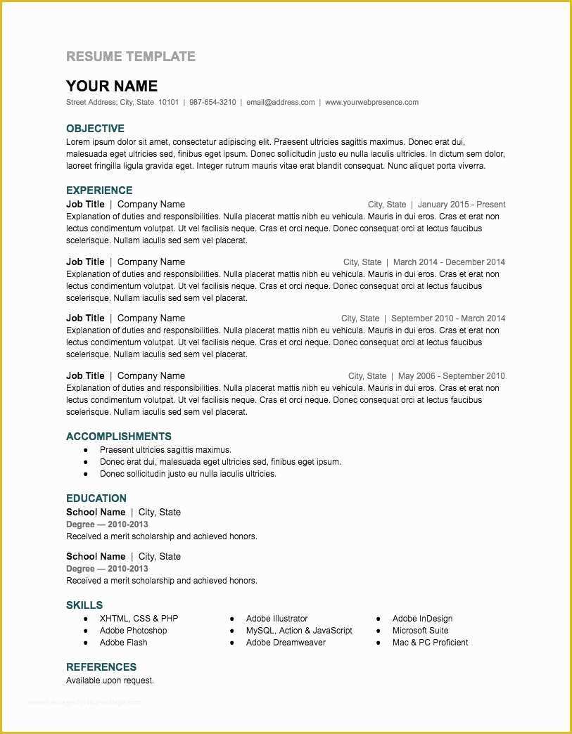 Free Cv Template Google Docs Of Google Doc Resume Template and Google Drive Resume