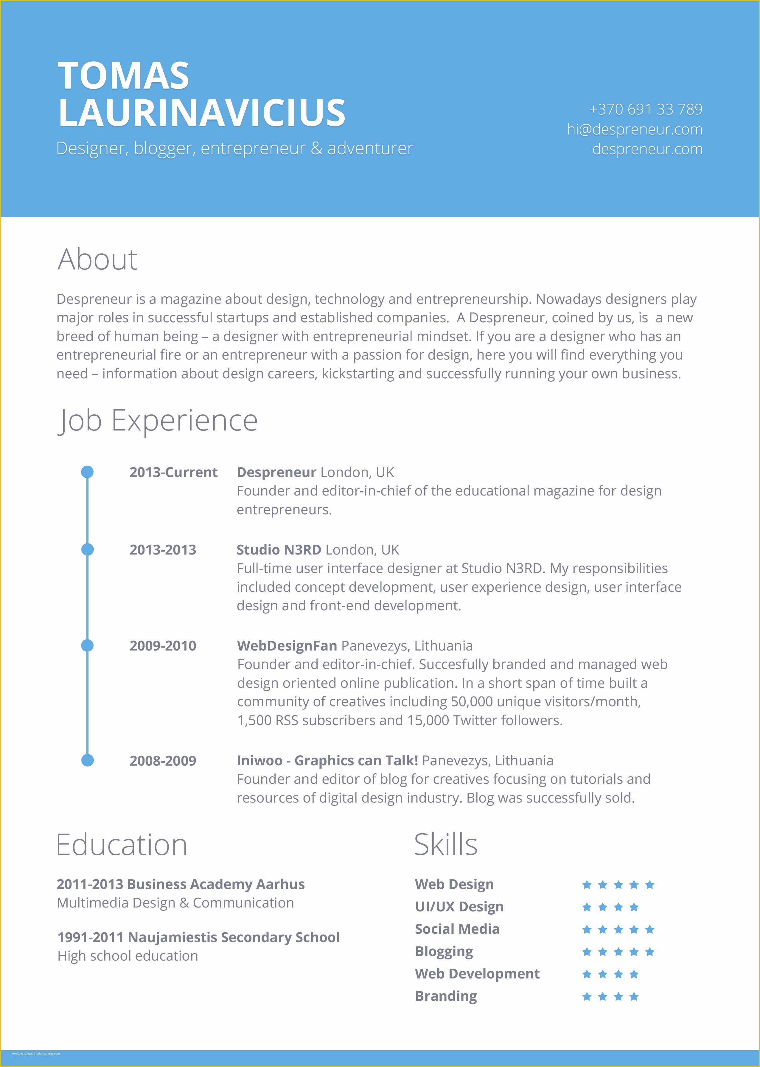 Free Cv Template Of Free Minimal Resume Psd Template