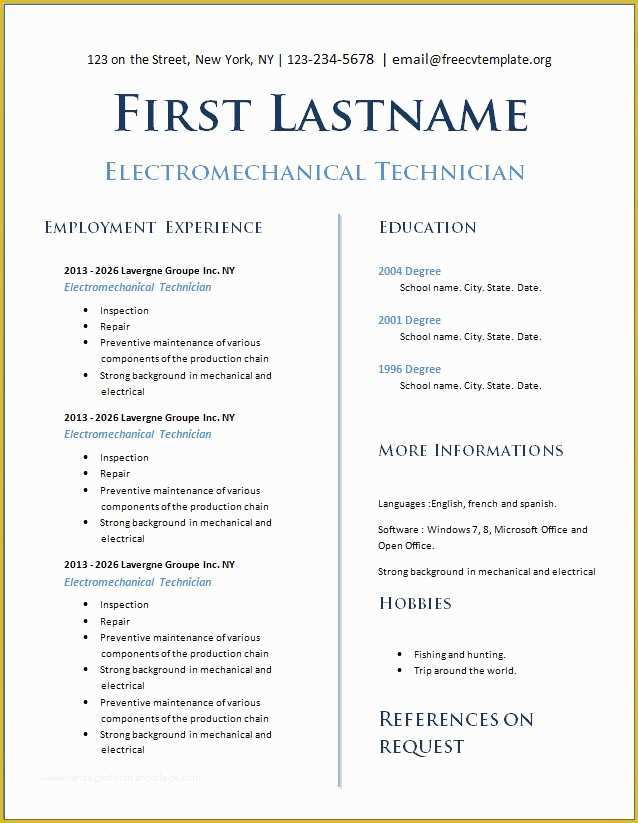 Free Cv Template Of Teens with No Experience – Free Cv Template Dot org