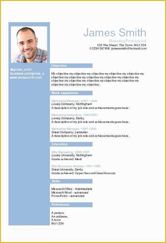 Free Cv Template Word Of Free Resume Template Word 2016