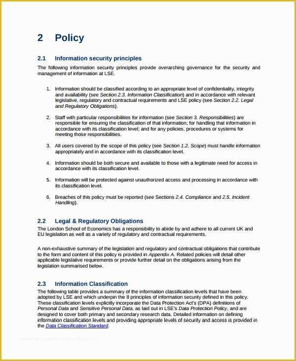 Free Cyber Security Policy Template Of 10 It Security Policy Templates