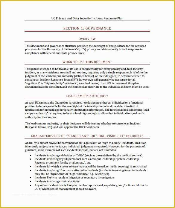 Free Cyber Security Policy Template Of 11 Incident Response Plan Templates Pdf Word format