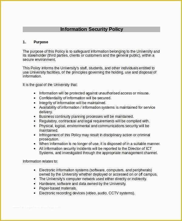 Free Cyber Security Policy Template Of Security Policy Template 7 Free Word Pdf Document