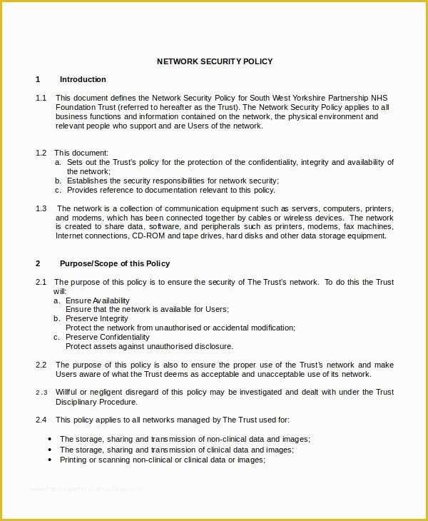 Free Cyber Security Policy Template Of Security Policy Template 7 Free Word Pdf Document