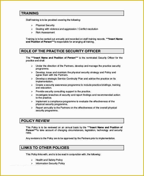 Free Cyber Security Policy Template Of Security Policy Template 7 Free Word Pdf Document