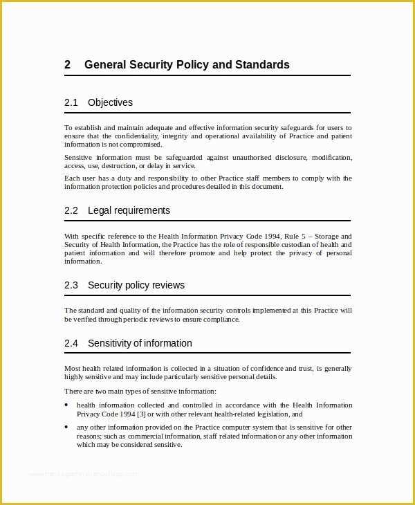 Free Cyber Security Policy Template Of Security Policy Template 7 Free Word Pdf Document