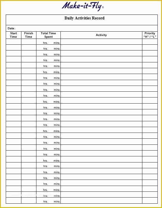 Free Daily Activity Log Template Of 10 Free Sample Daily Log Templates Printable Samples