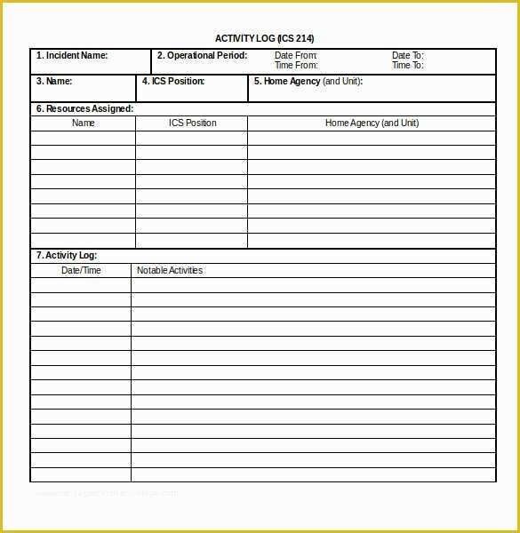 Free Daily Activity Log Template Of 21 Word Log Templates Free Download