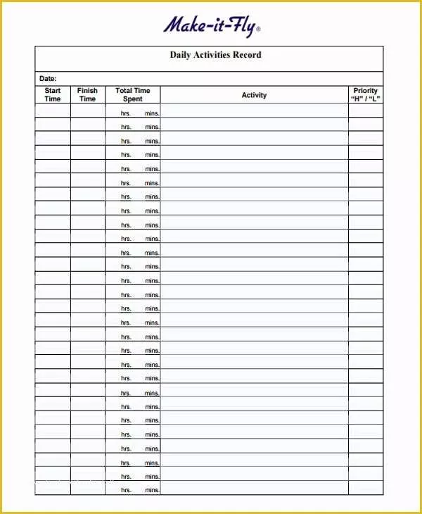 Free Daily Activity Log Template Of 52 Printable Log Sheet Templates