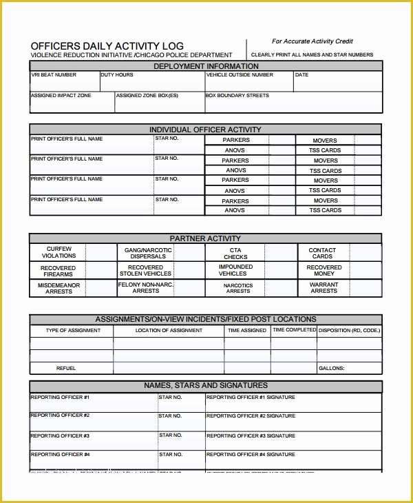 Free Daily Activity Log Template Of Activity Log Template – 12 Free Word Excel Pdf