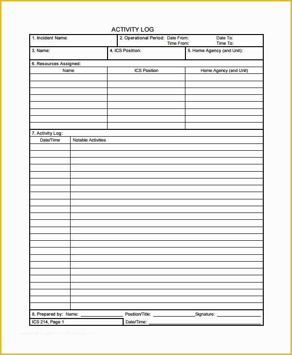 Free Daily Activity Log Template Of Activity Log Template – 12 Free Word Excel Pdf