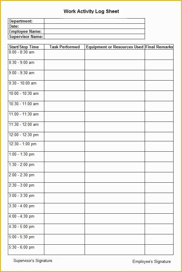 Free Daily Activity Log Template Of Activity Log Template – 12 Free Word Excel Pdf