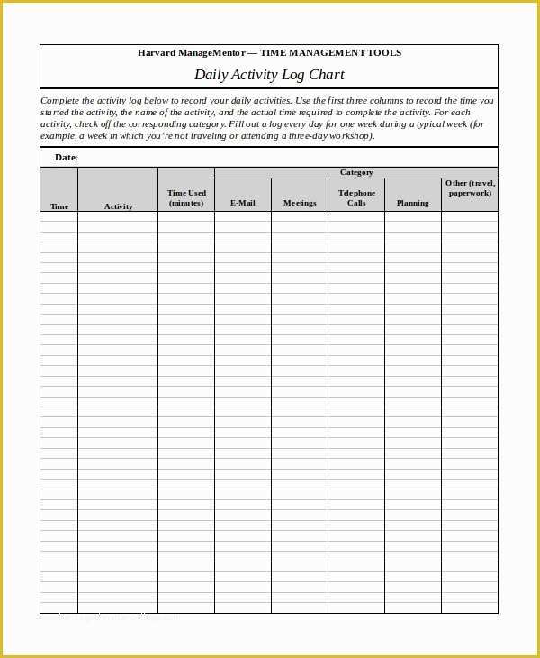 Free Daily Activity Log Template Of Daily Activity Log Template 5 Best Free Samples