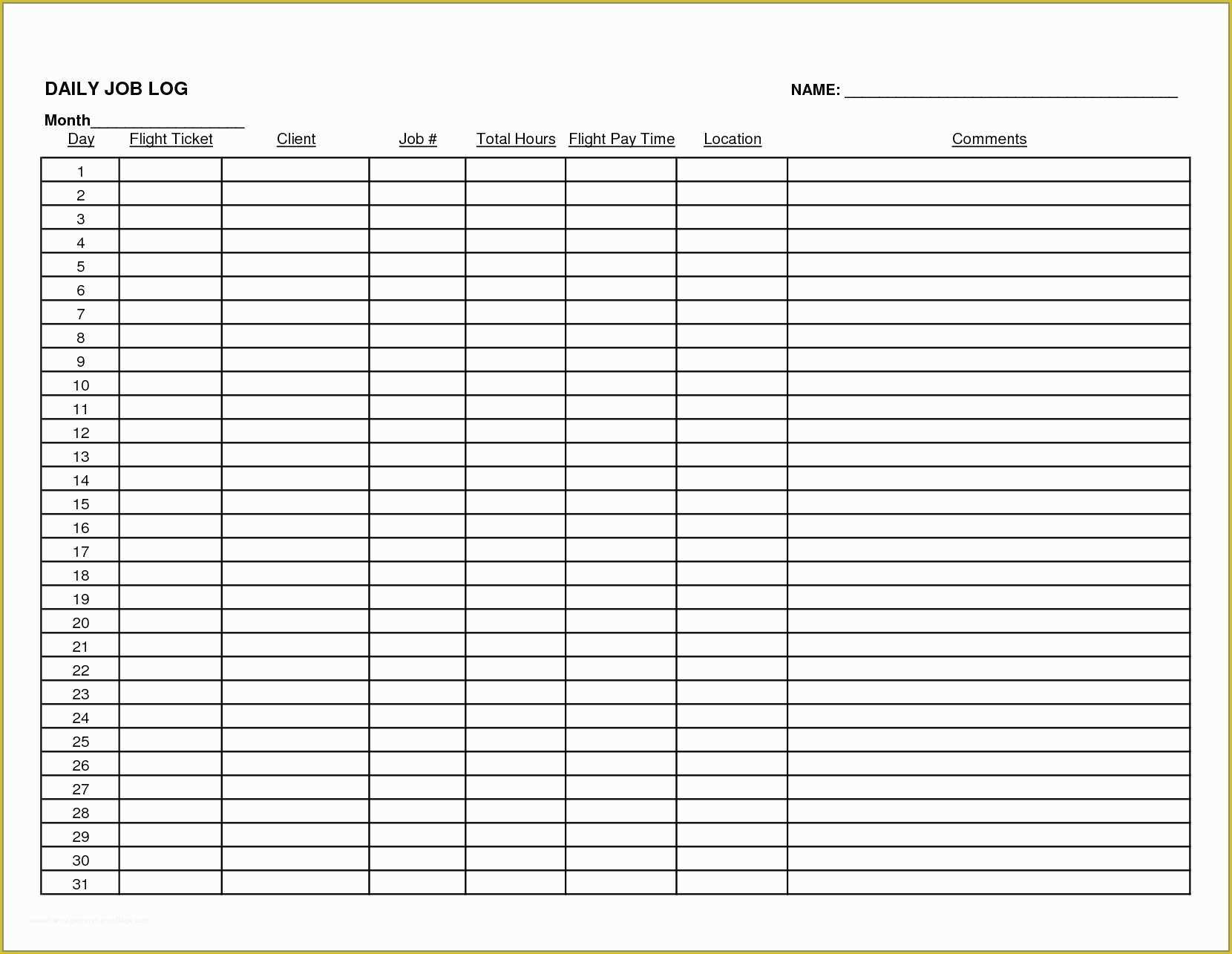 Free Daily Activity Log Template Of Free Daily Activity Log Template Fresh 8 Daily Work Log