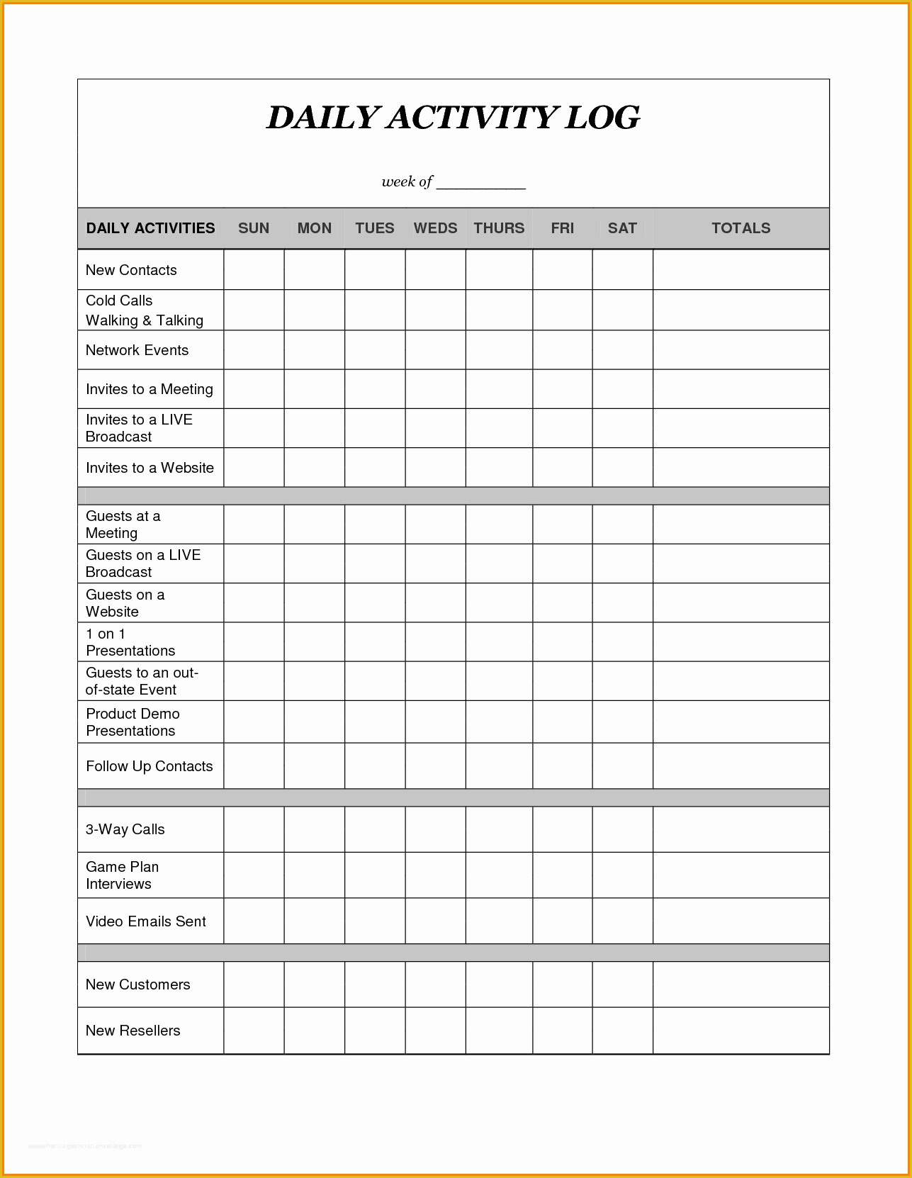 Free Daily Activity Log Template Of Physical Activity Log Template to Pin On