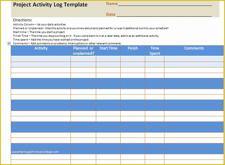 Free Daily Activity Log Template Of Project Activity Log Excel Template Project Management