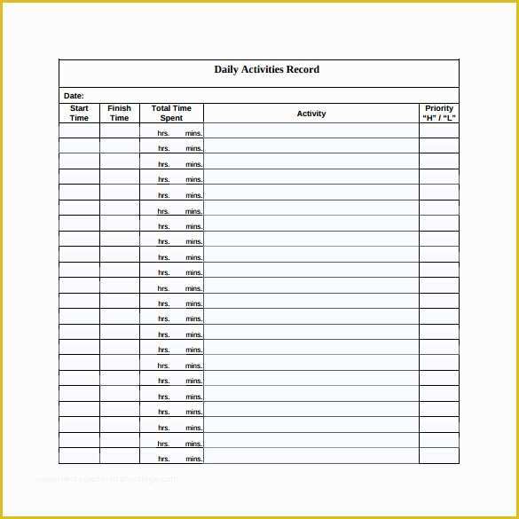 Free Daily Activity Log Template Of Sample Daily Log Template 15 Free Documents In Pdf Word