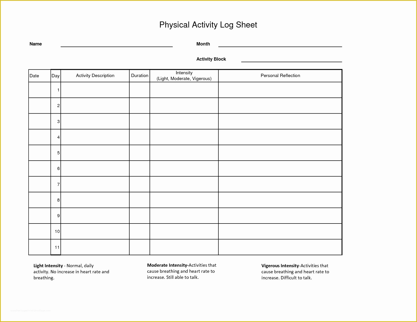Free Daily Activity Log Template Of Workout Log Sheet