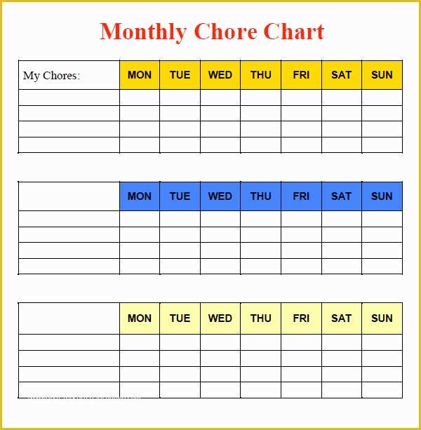 Free Daily Chore Chart Template Of 10 Sample Chore Chart Templates