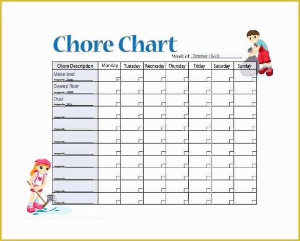 Free Daily Chore Chart Template Of 11 Sample Weekly Chore Chart Template Free Sample
